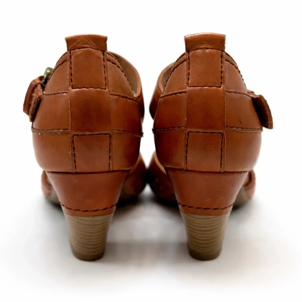 PIKOLINOS Spain Leather Comfort Heels Brown Cut-Out Ankle Strap Boho Pumps EU 37 - Picture 7 of 17